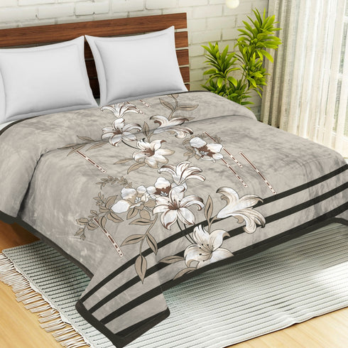 Olive 3 Ply Extra Warm & Cozy Double Bed Mink Blanket for Winter by Florida